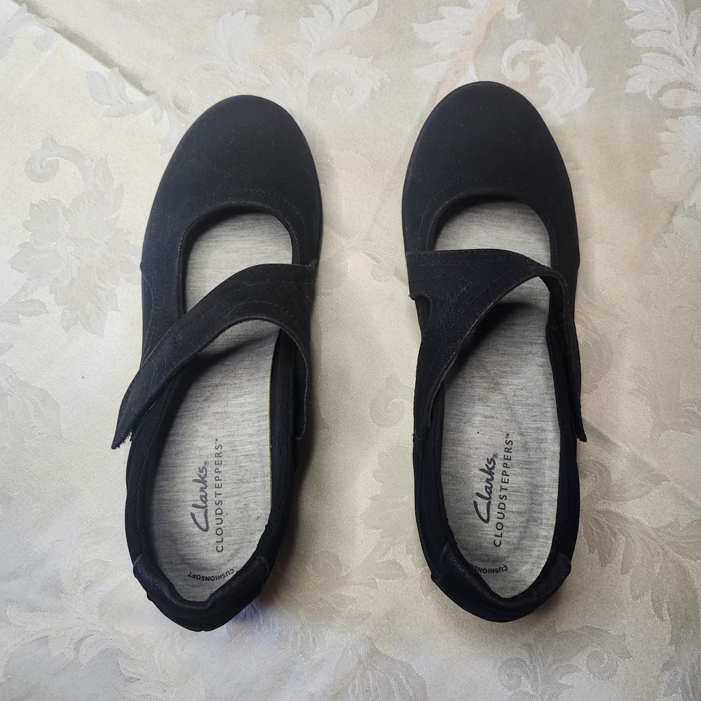 Clarks Women's Black Flats with Strap